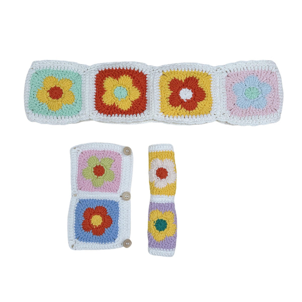 Handmade Crochet  Vintage Cute Multicolor flower Steering Wheel Covers Universal 14-15 inch for Women and Men,New Car Gift,Handmade Gift,Gift for her