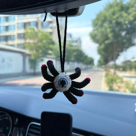 Crochet Halloween Spider Car Accessories Hanging Ornament   and Pendant for Car Rear View Mirror Interior Decoration