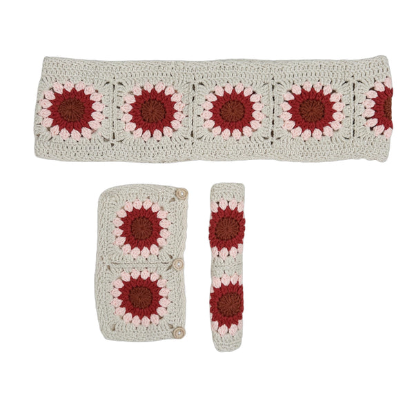 Handmade Crochet  Vintage Red flower Steering Wheel Covers Universal 14-15 inch for Women and Men,New Car Gift,Handmade Gift,Gift for her