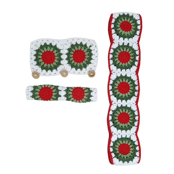 Handmade Crochet Christmas color Steering Wheel Cover for Women Girl, Cute Flower Seat Belt Cover, Car Interior Accessories Decorations,new car gift