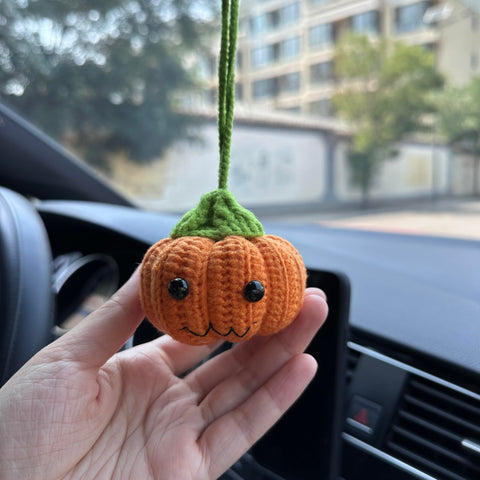 Crochet Halloween pumpkin Car Accessories Hanging Ornament   and Pendant for Car Rear View Mirror Interior Decoration