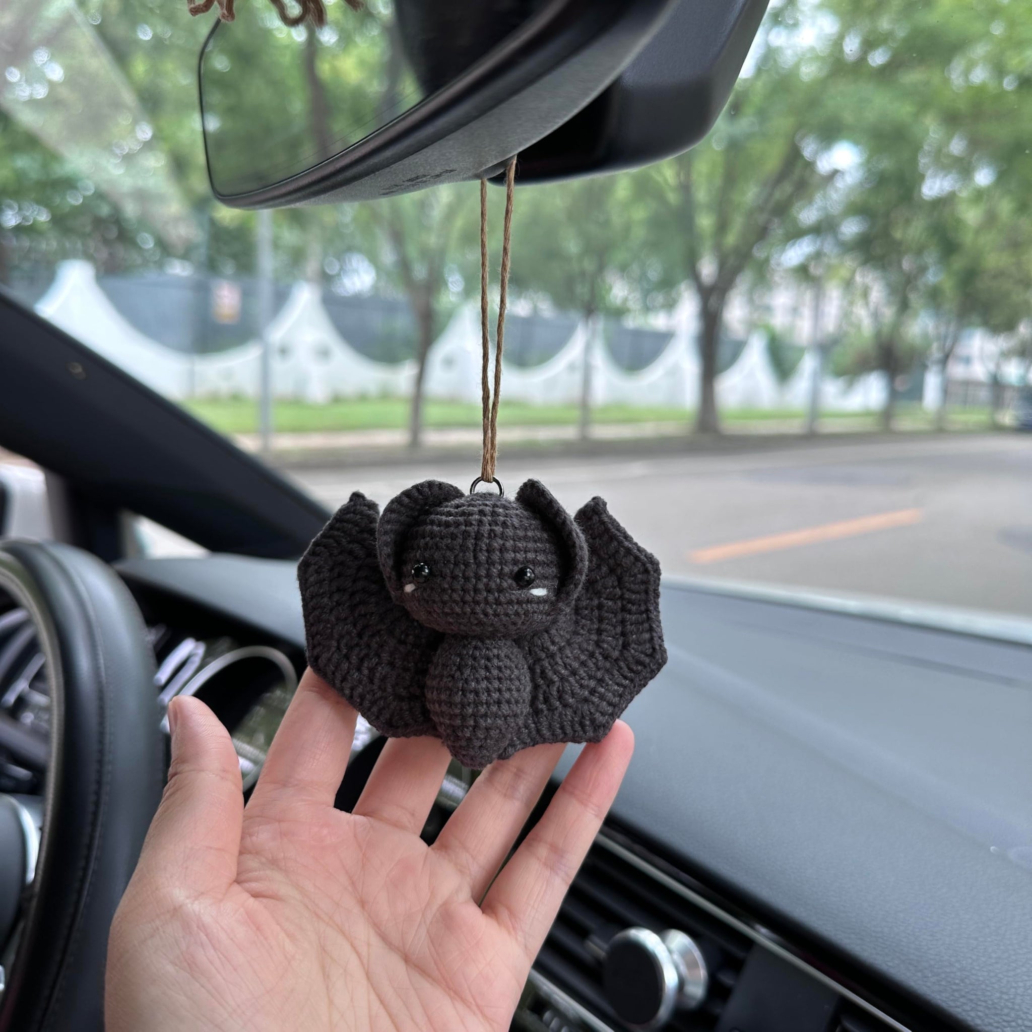 Crochet Black bat Car Accessories Hanging Ornament   and Pendant for Car Rear View Mirror Interior Decoration