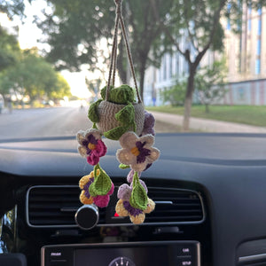 Crochet Multicolor flower Car Accessories Hanging Ornament   and Pendant for Car Rear View Mirror Interior Decoration