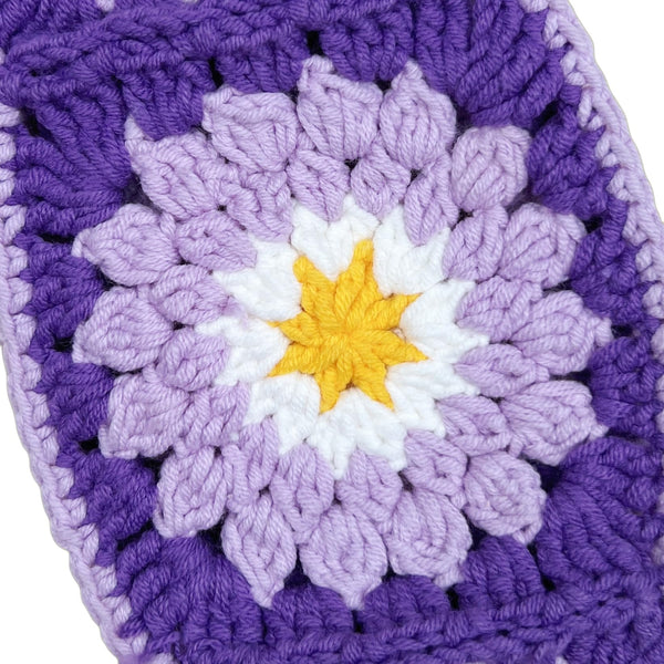 Handmade Crochet  Purple Daisy Granny Square Car Steering Wheel Covers Universal 14-15 inch for Women and Men