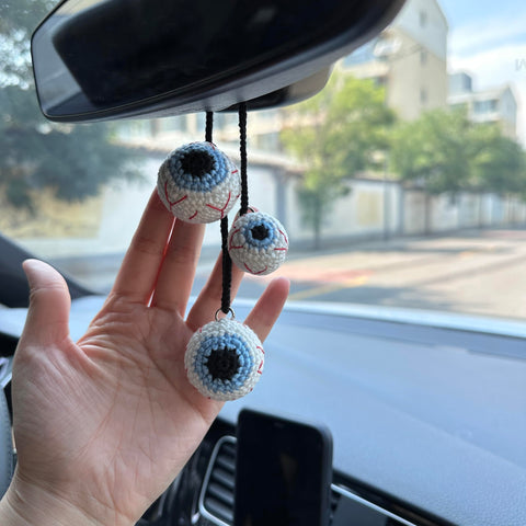Crochet Halloween Eye Car Accessories Hanging Ornament   and Pendant for Car Rear View Mirror Interior Decoration