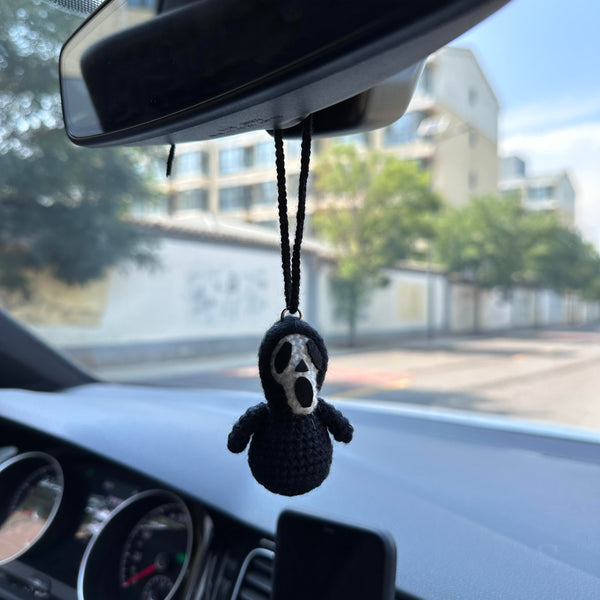 Crochet Halloween Kull Car Accessories Hanging Ornament   and Pendant for Car Rear View Mirror Interior Decoration