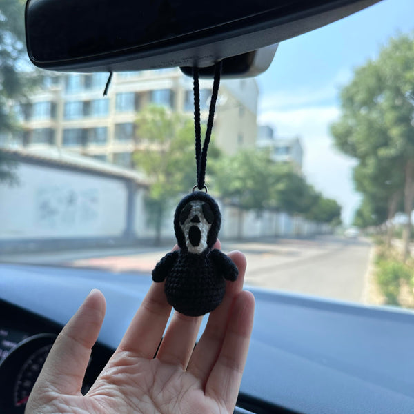 Crochet Halloween Kull Car Accessories Hanging Ornament   and Pendant for Car Rear View Mirror Interior Decoration