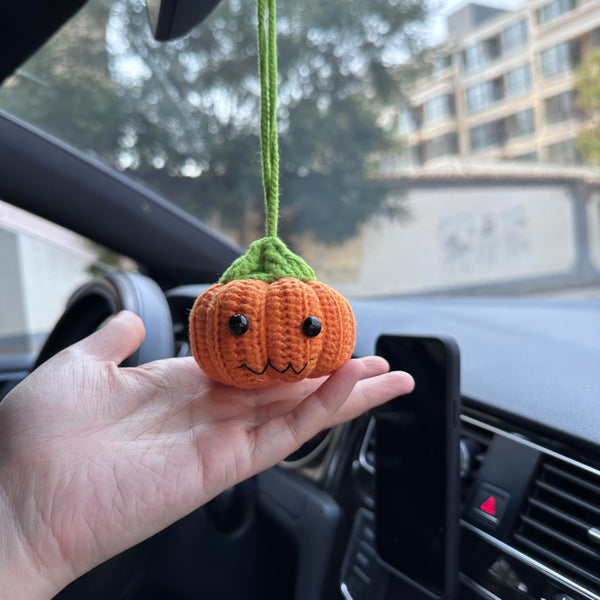 Crochet Halloween pumpkin Car Accessories Hanging Ornament   and Pendant for Car Rear View Mirror Interior Decoration