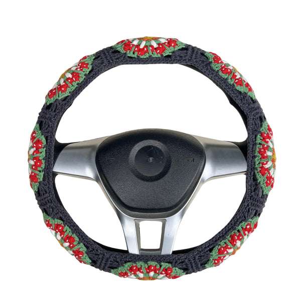 Handmade Crochet  Cute Mushroom Steering Wheel Covers Universal 14-15 inch for Women and Men,New Car Gift,Handmade Gift,Gift for her