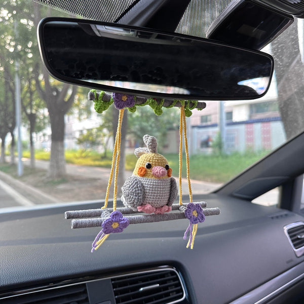 Crochet Cute Bird Car Accessories Hanging Ornament   and Pendant for Car Rear View Mirror Interior Decoration