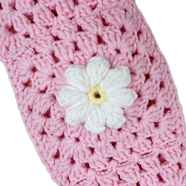 Handmade Crochet Pink daisy Steering Wheel Cover for Women Girl, Cute Flower Seat Belt Cover, Car Interior Accessories Decorations,new car gift