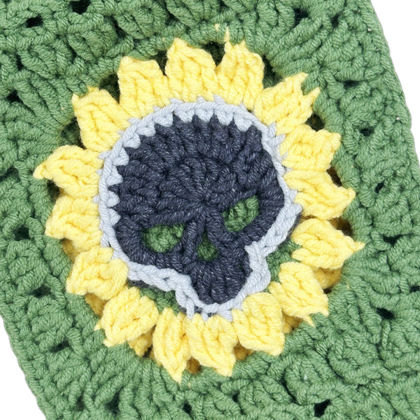 Handmade Crochet gothic skull sunflower Steering Wheel Cover for Women Girl, Cute Colorful Flower Seat Belt Cover, Car Interior Accessories Decorations.