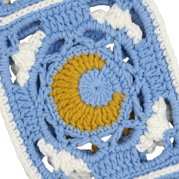 Handmade Crochet blue sun and moon Steering Wheel Cover for Women Girl, Cute Flower Seat Belt Cover, Car Interior Accessories Decorations,new car gift