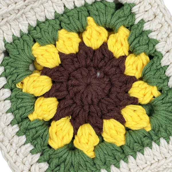Handmade Crochet cute green Sunflower Steering Wheel Cover for Women Girl, Cute Colorful Flower Seat Belt Cover, Car Interior Accessories Decorations.