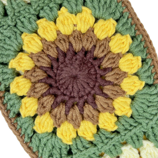 Handmade Crochet vintage Green sunflower Steering Wheel Covers Universal 14-15 inch for Women and Men