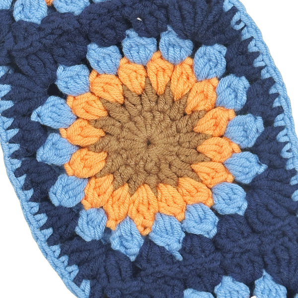 Handmade Crochet vintage blue Steering Wheel Cover for Women Girl, Cute Colorful Flower Seat Belt Cover, Car Interior Accessories Decorations.