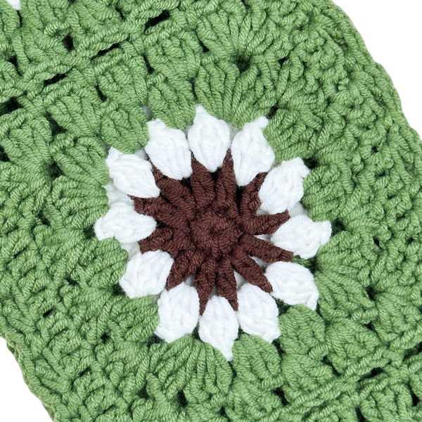 Handmade Crochet  Green and White  sunflower Steering Wheel Covers Universal 14-15 inch for Women and Men,New Car Gift,Handmade Gift,Gift for her