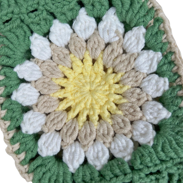 Handmade Crochet light green orange sunflower Steering Wheel Covers Universal 14-15 inch for Women and Men