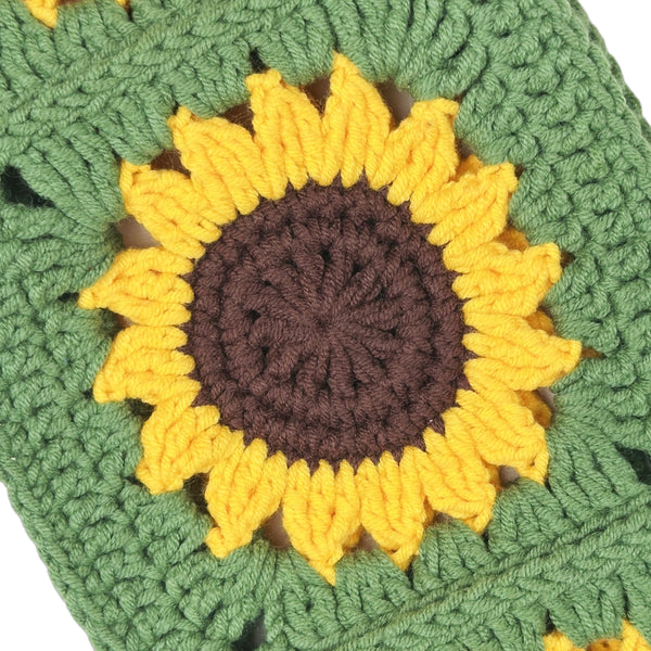 Handmade Crochet Green sunflower Steering Wheel Cover for Women Girl, Cute Flower Seat Belt Cover, Car Interior Accessories Decorations,new car gift