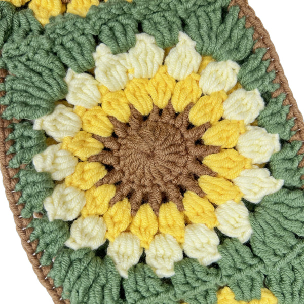 Handmade Crochet vintage Green sunflower Steering Wheel Covers Universal 14-15 inch for Women and Men