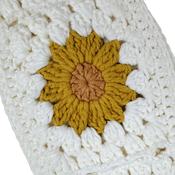 Handmade yellow flower Crochet Steering Wheel Cover for Women Girl, Cute Colorful Flower Seat Belt Cover, Car Interior Accessories Decorations.