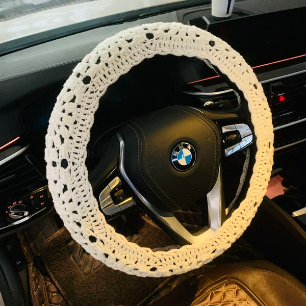Steering Wheel Cover for women, Crochet seat belt Cover, statement Gift car decor for her Car Accessories decorations