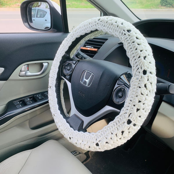 Steering Wheel Cover for women, Crochet seat belt Cover, statement Gift car decor for her Car Accessories decorations