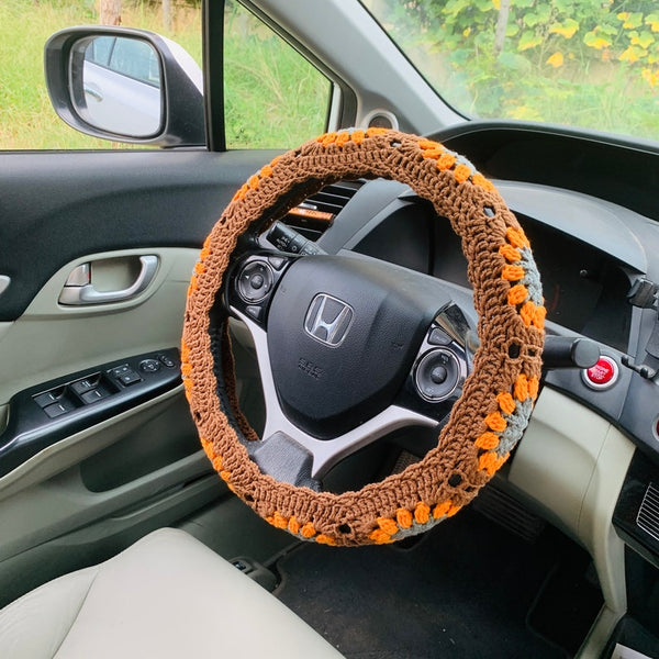 Steering Wheel Cover for women, Crochet flower seat belt Cover, Car Accessories decorations