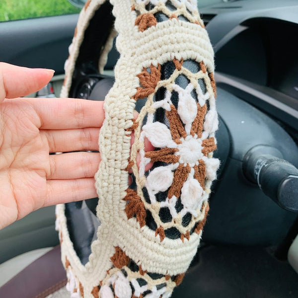 Steering Wheel Cover for women, Crochet cute Car interior decor kawaii Car Accessories decorations