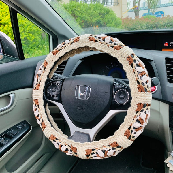 Steering Wheel Cover for women, Crochet cute Car interior decor kawaii Car Accessories decorations