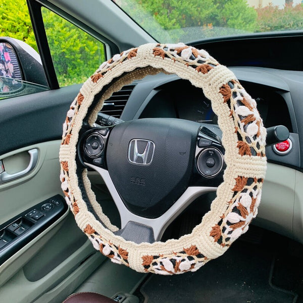 Steering Wheel Cover for women, Crochet cute Car interior decor kawaii Car Accessories decorations