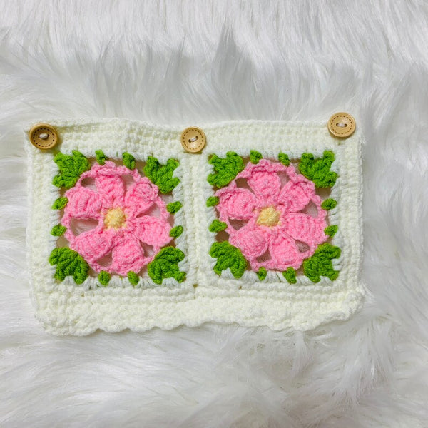 Handmade crochet Steering Wheel Cover for women, Cute pink flower seat belt Cover, Car interior Accessories decorations