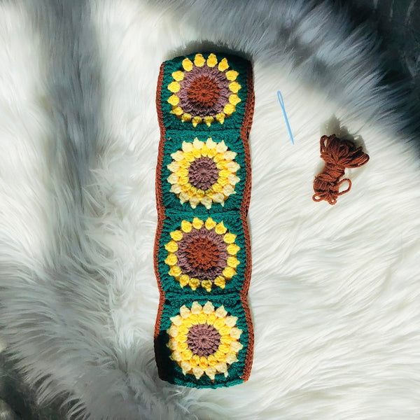 Steering Wheel Cover for women, Crochet cute green flower seat belt Cover, Car Accessories decorations