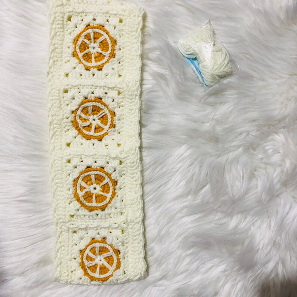 Steering Wheel Cover for women, Crochet cute kawaii Orange fruit flower seat belt Cover, Car Accessories decorations