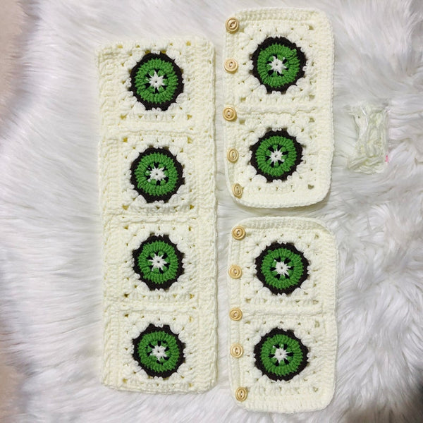 Steering Wheel Cover, Crochet cute kawaii Fruits kiwifruit flower seat belt Cover, Car Accessories decorations for woman
