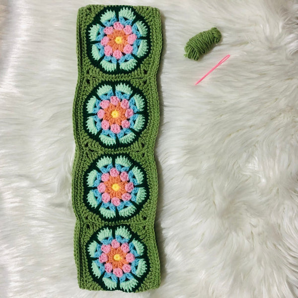 Steering Wheel Cover for women, Green Galsang flower vantage Flower Crochet cute seat belt Cover, Car Accessories decorations