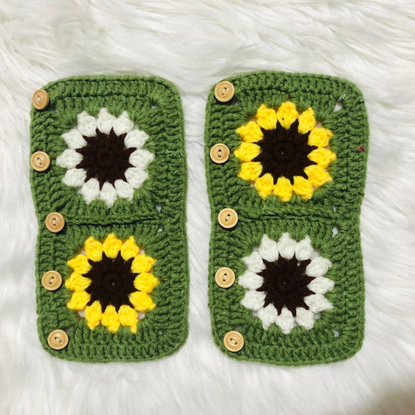 Steering Wheel Cover for women, Crochet light green sunflower seat belt Cover, Car Accessories decorations