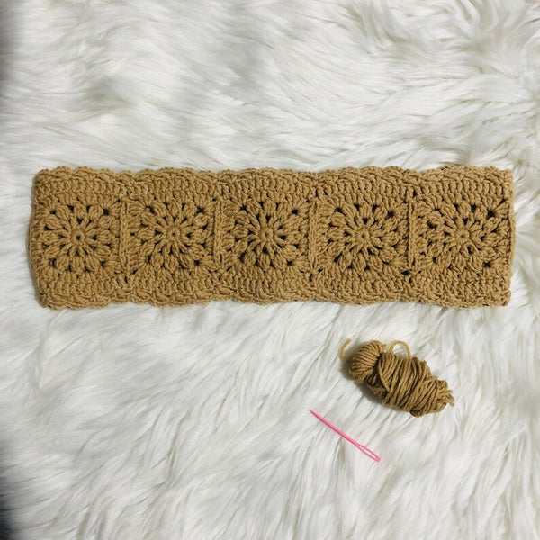 Steering Wheel Cover for women, Crochet khaki flower seat belt Cover, Car Accessories decorations