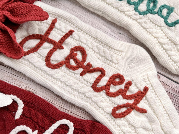Pink Bow Personalized Christmas Stocking,Hand-Embroidered Holiday Stocking,Stocking Stuffer with Custom Name,Family Stocking Stuffer Gift