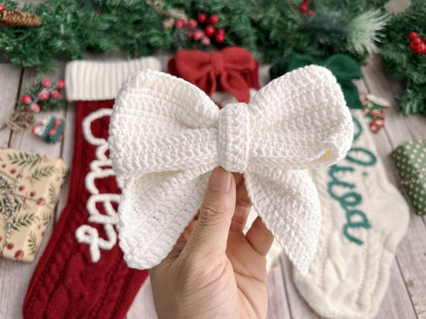 Pink Bow Personalized Christmas Stocking,Hand-Embroidered Holiday Stocking,Stocking Stuffer with Custom Name,Family Stocking Stuffer Gift