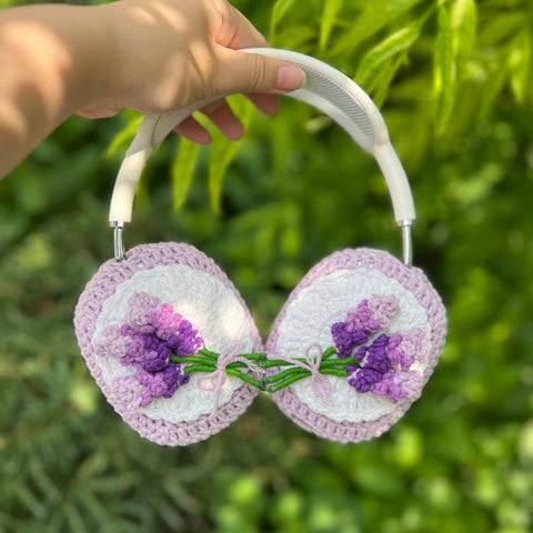 Crochet Lavender Headphone Cover,crochet airpod max cover,sony xm4,sony xm5,sony xm6,Music Lovers,Handmade Gifts,any headphone model