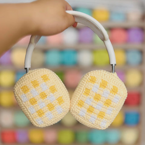 Custom Color Checkerboard design,Crochet AirPods Max,Custom Fit Ear Cup Cover,Sony XM4/XM5 Cover,Handmade gift,gift for her,music lover gift