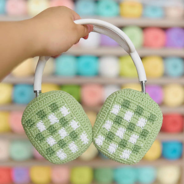 Custom Color Checkerboard design,Crochet AirPods Max,Custom Fit Ear Cup Cover,Sony XM4/XM5 Cover,Handmade gift,gift for her,music lover gift