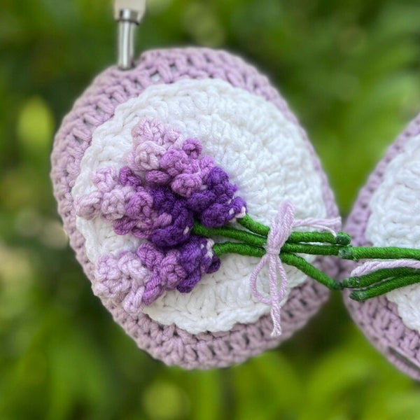 Crochet Lavender Headphone Cover,crochet airpod max cover,sony xm4,sony xm5,sony xm6,Music Lovers,Handmade Gifts,any headphone model