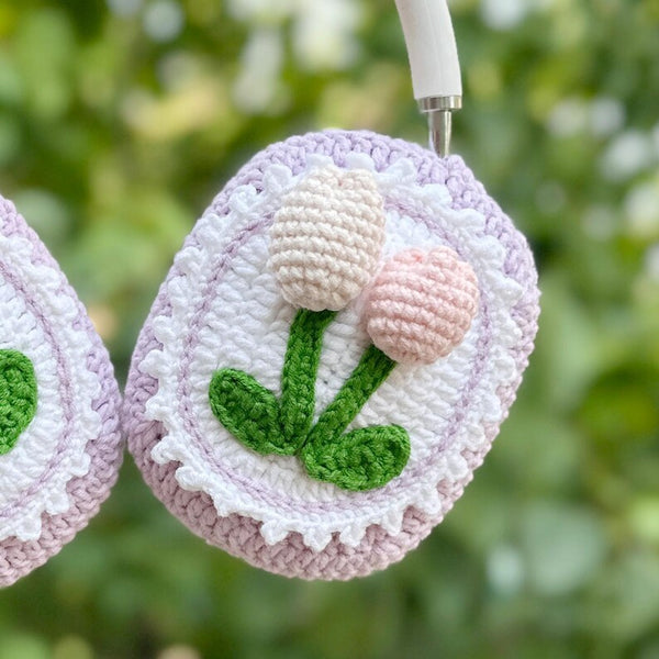 Tulip crochet handmade airpod max cover,bose headphone cover,sony xm5 accessories,sony xm4 cover,headphone accessories,Music Lovers