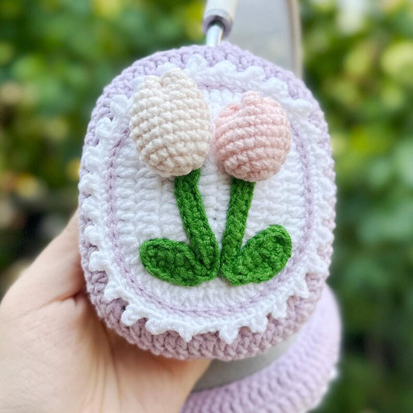 Tulip crochet handmade airpod max cover,bose headphone cover,sony xm5 accessories,sony xm4 cover,headphone accessories,Music Lovers