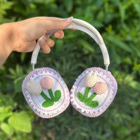 Tulip crochet handmade airpod max cover,bose headphone cover,sony xm5 accessories,sony xm4 cover,headphone accessories,Music Lovers