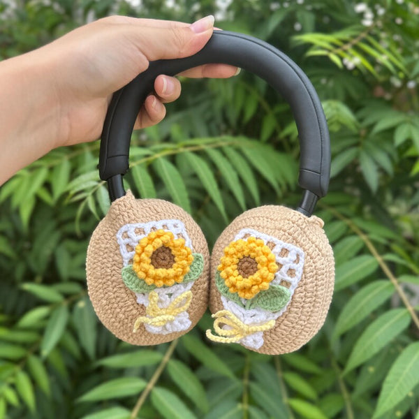 Sunflower bouquet sony xm5 accessories,crochet handmade airpod max cover,bose headphone cover,sony xm4 cover,headphone cover,Music Lovers