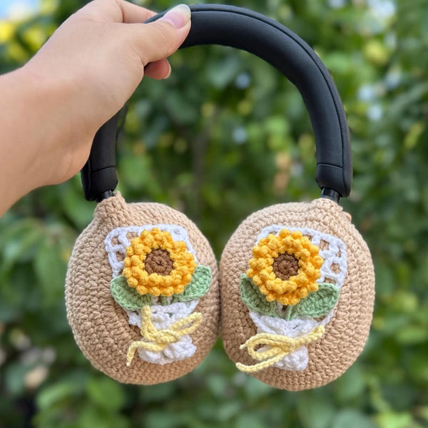 Sunflower bouquet sony xm5 accessories,crochet handmade airpod max cover,bose headphone cover,sony xm4 cover,headphone cover,Music Lovers