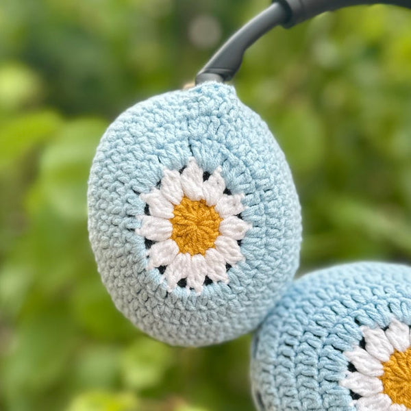 Crochet Daisy Headphone Cover,crochet airpod max cover,sony xm4,sony xm5,sony xm6,Music Lover,Handmade Gifts,any headphone model